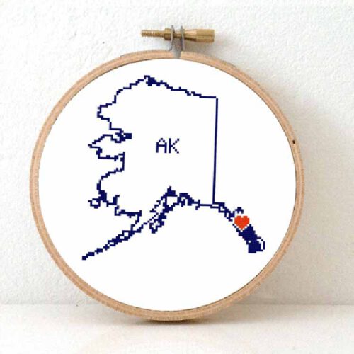 Alaska kaart kruissteek patroon