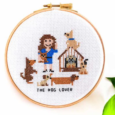 Female dog owner cross stitch kit | Studio Koekoek