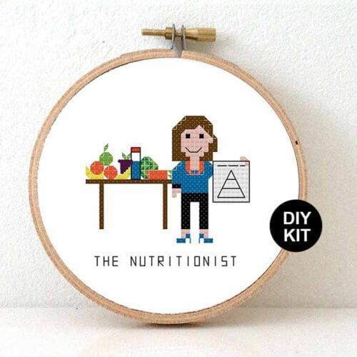 cadeau voor vrouw voedingsdeskundige kruissteek borduurpakket