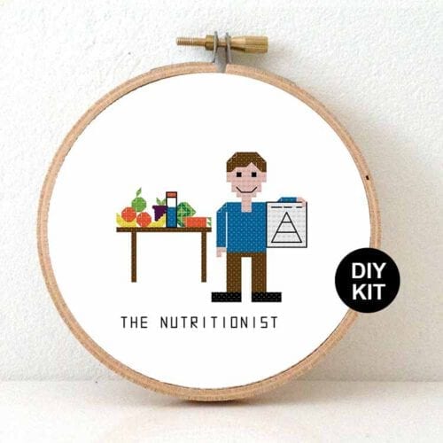 gift for male nutritionist cross stitch kit