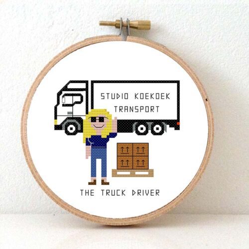 stitchajob - diy gift for female truck driver - cross stitch pattern