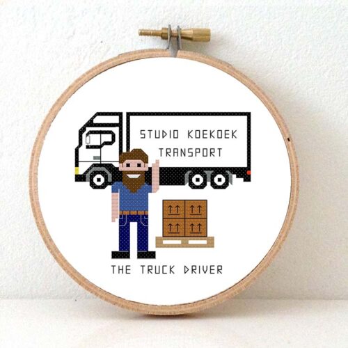 stitchajob - diy gift for truck driver - cross stitch pattern