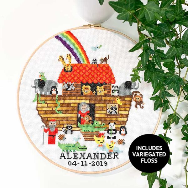 Ark of Noah cross stitch kit Baby birth sampler Studio Koekoek