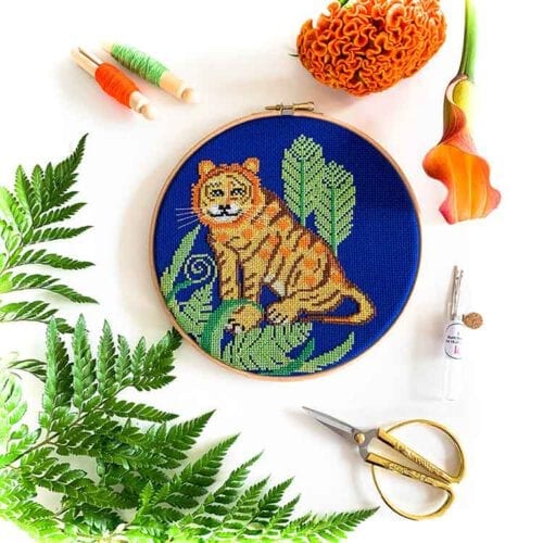 Kit De Broderie Au Point De Croix Ailuo – Tigre, Motif Timbre, Neuf Sous Blister