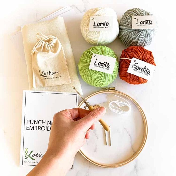 fresh green 3 size punch needle kit starter