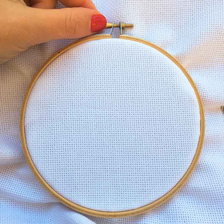 Prepare embroidery hoop for punch needle instructions 4