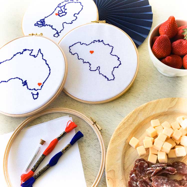 Country Map cross stitch kits