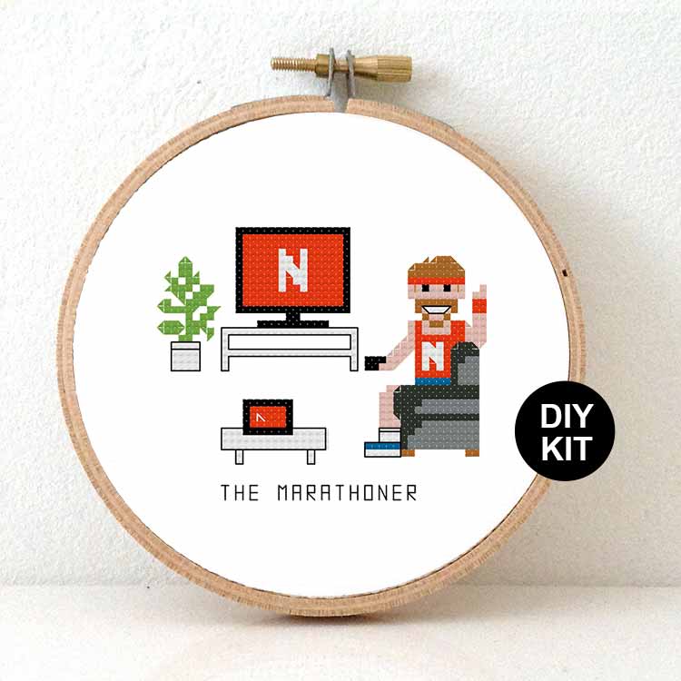 14159 cross stitch kit - netflix marathoner male cross stitch