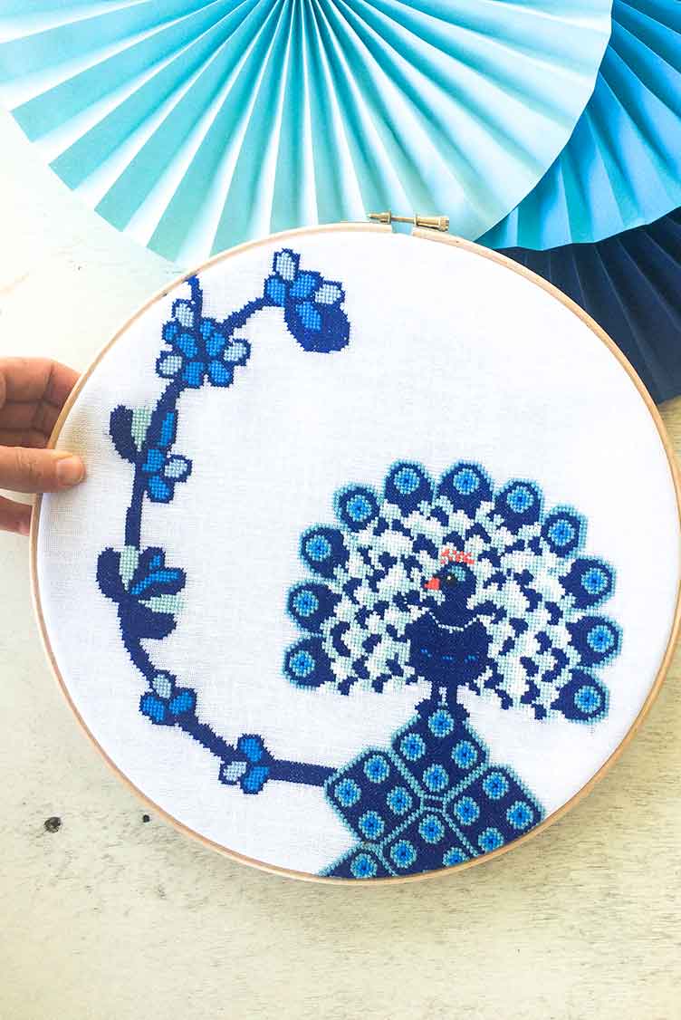 Large Peacock Cross Stitch Kit By Studio Koekoek