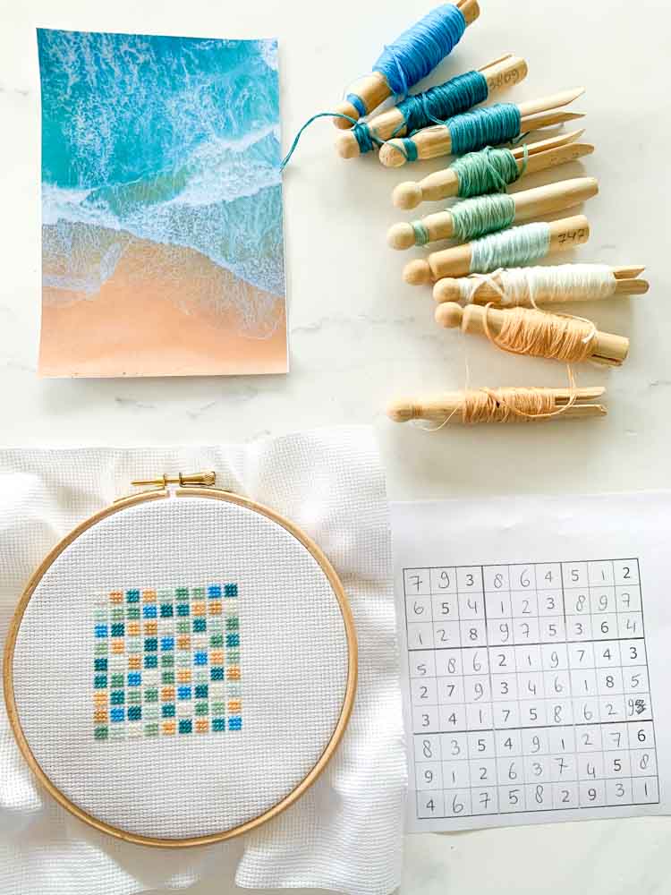 color study in cross stitch sudoku style-4 color study in cross stitch sudoku style