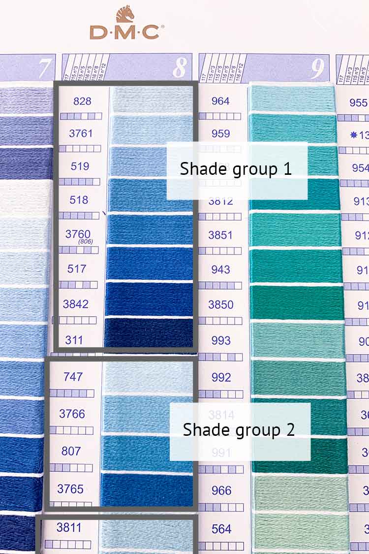 DMC Embroidery Floss Chart - Columns 1 & 2