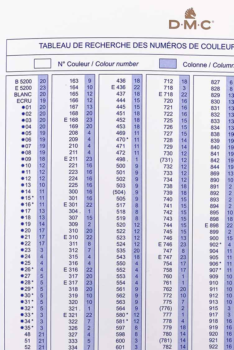 dmc color chart card book | 8.5  x 11  | 28 Pages