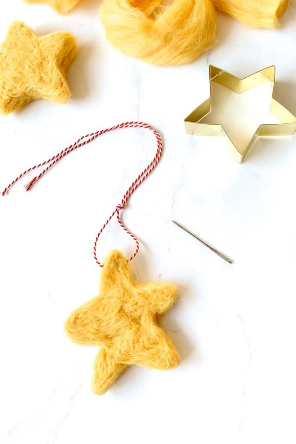 How to needle felt a star from wool roving with a cookie cutter ...