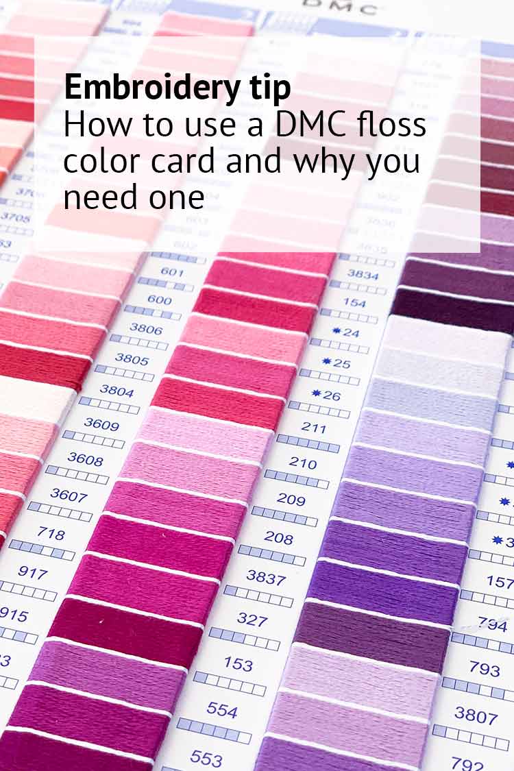 how to use a DMC floss color card