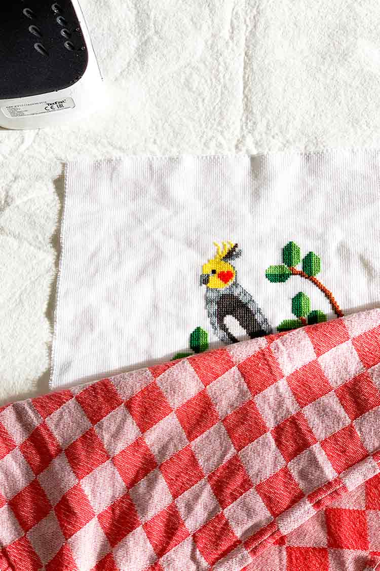 how to iron your cross stitch project