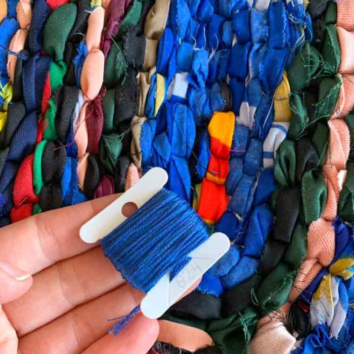 One of a Kind. Textile wall art from Malawi matched with 20 colors DMC floss, hoop and eco canvas. s1895 - Image 4