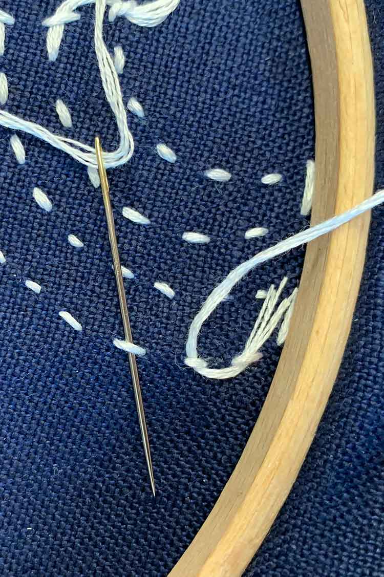 Mending Kit with 52 Sashiko Patterns - A Threaded Needle